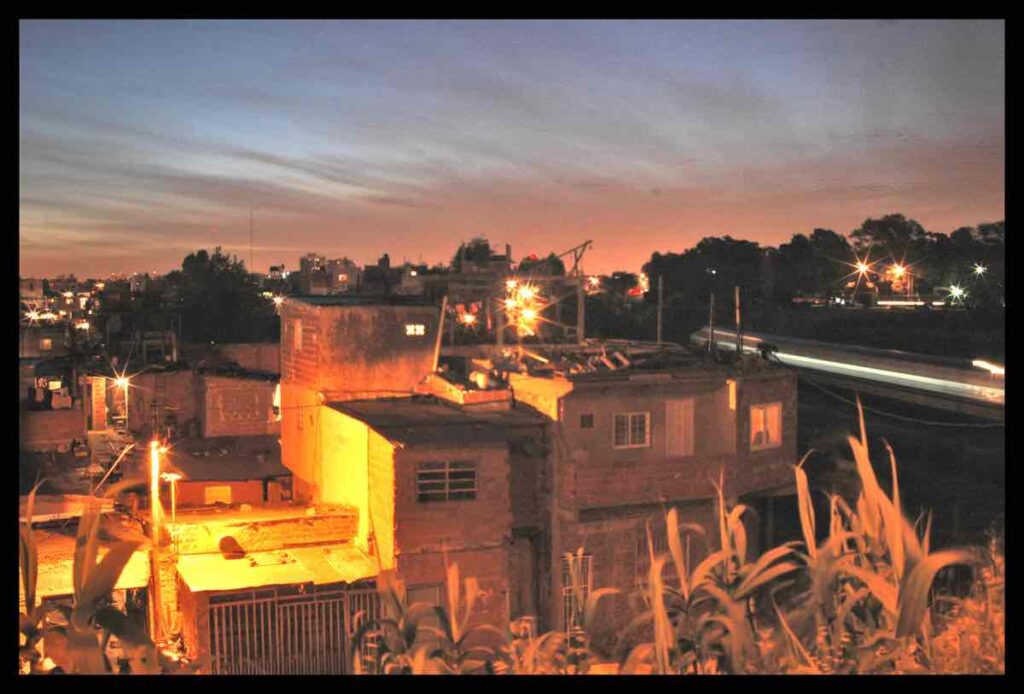 A bird's eye view of a slum neighborhood in Buenos Aires 