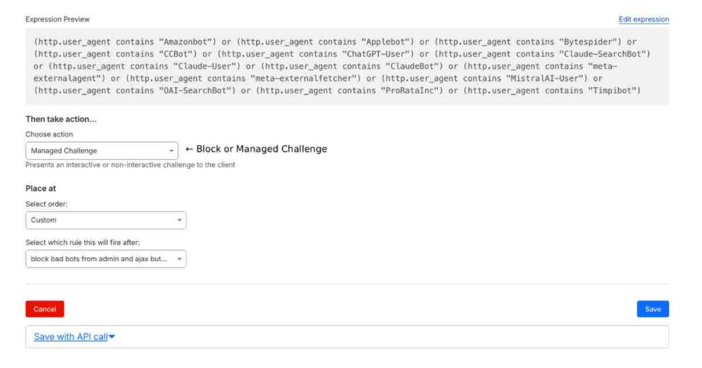 Cloudflare managed challenge for bad bots 